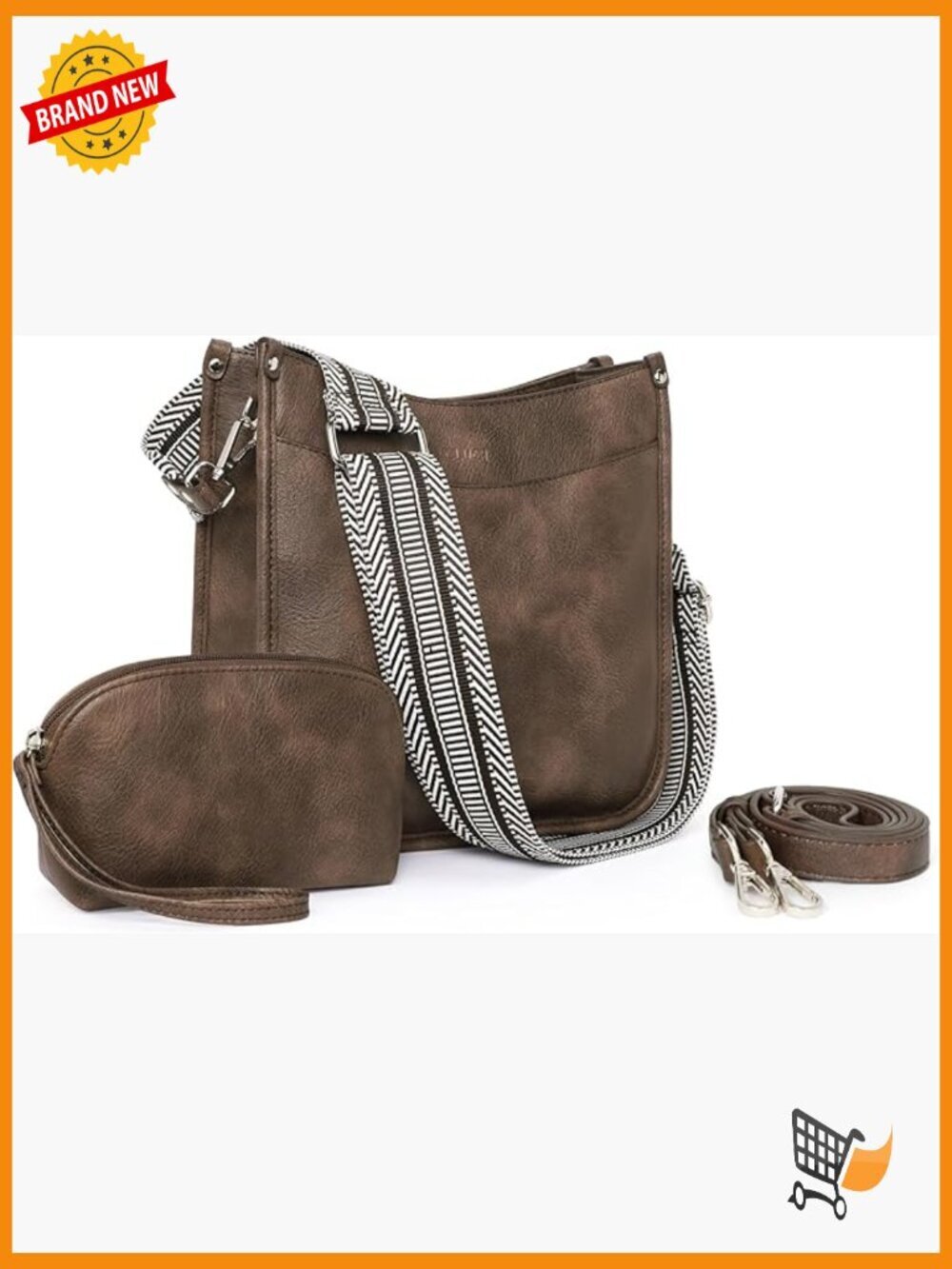 Vegan Leather Crossbody Hobo Set with Guitar Straps